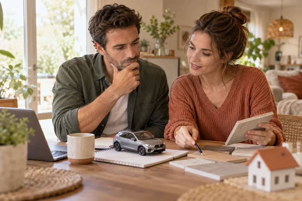 Un couple réfléchit au financement d’un projet automobile et de travaux
